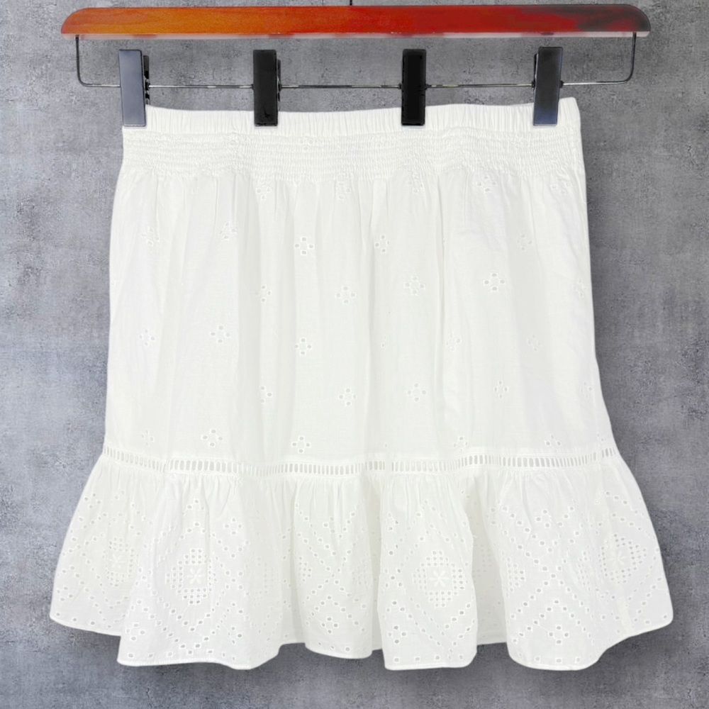 Madewell Embroidered Smock-Waist Ruffle Mini Skirt Large NWT - Picture 8 of 11